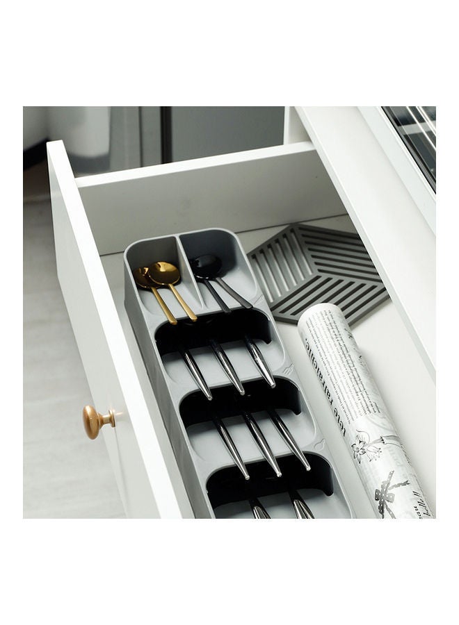 Cutlery Organizer Tray Silverware Storage Case Kitchen Drawer Individual Compartments for Forks Knives Spoons Grey 39.6*5.5*11cm