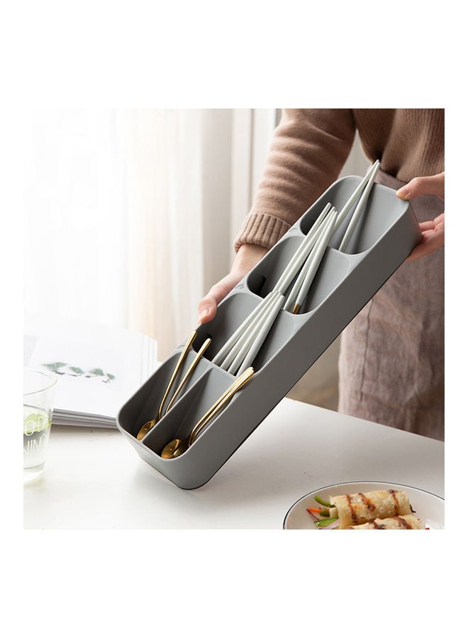 Cutlery Organizer Tray Silverware Storage Case Kitchen Drawer Individual Compartments for Forks Knives Spoons Grey 39.6*5.5*11cm