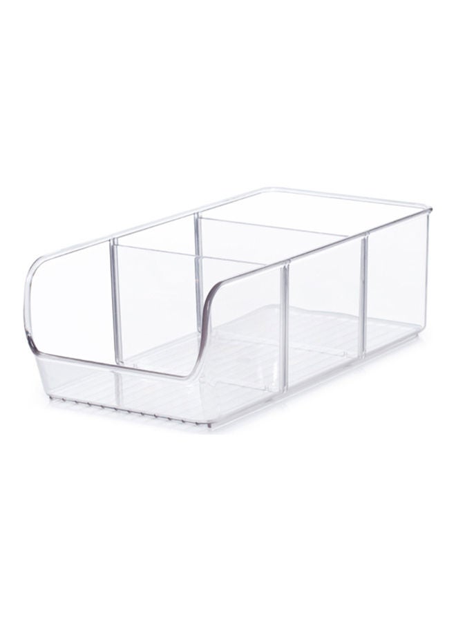 Food Organizer Bin with 2 Removable Dividers Clear