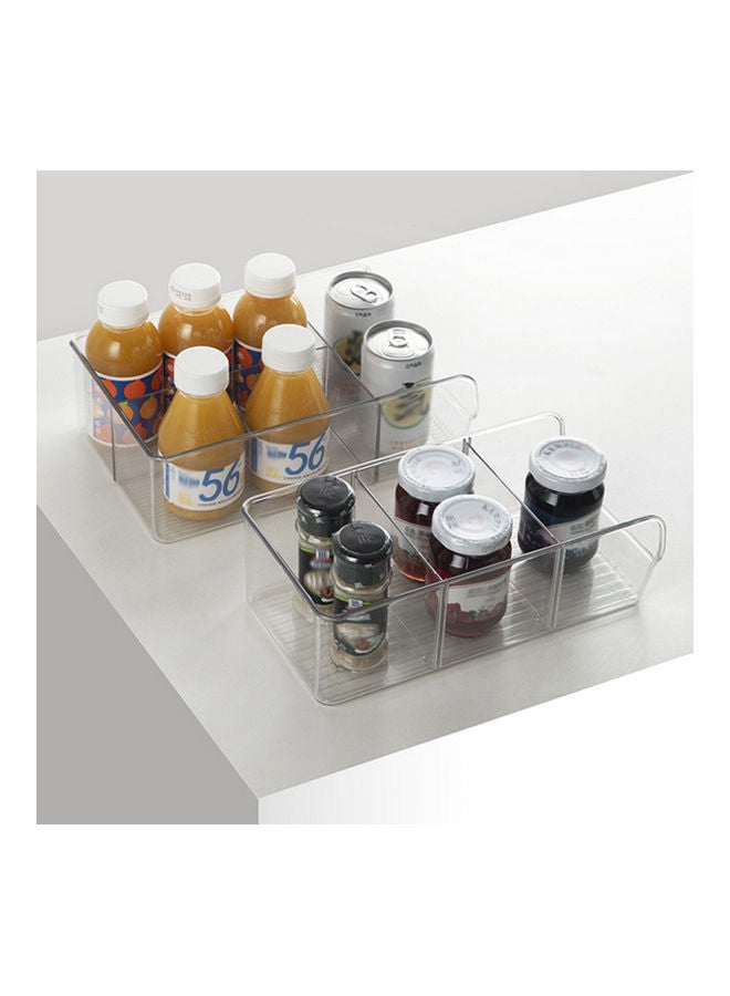 Food Organizer Bin with 2 Removable Dividers Clear