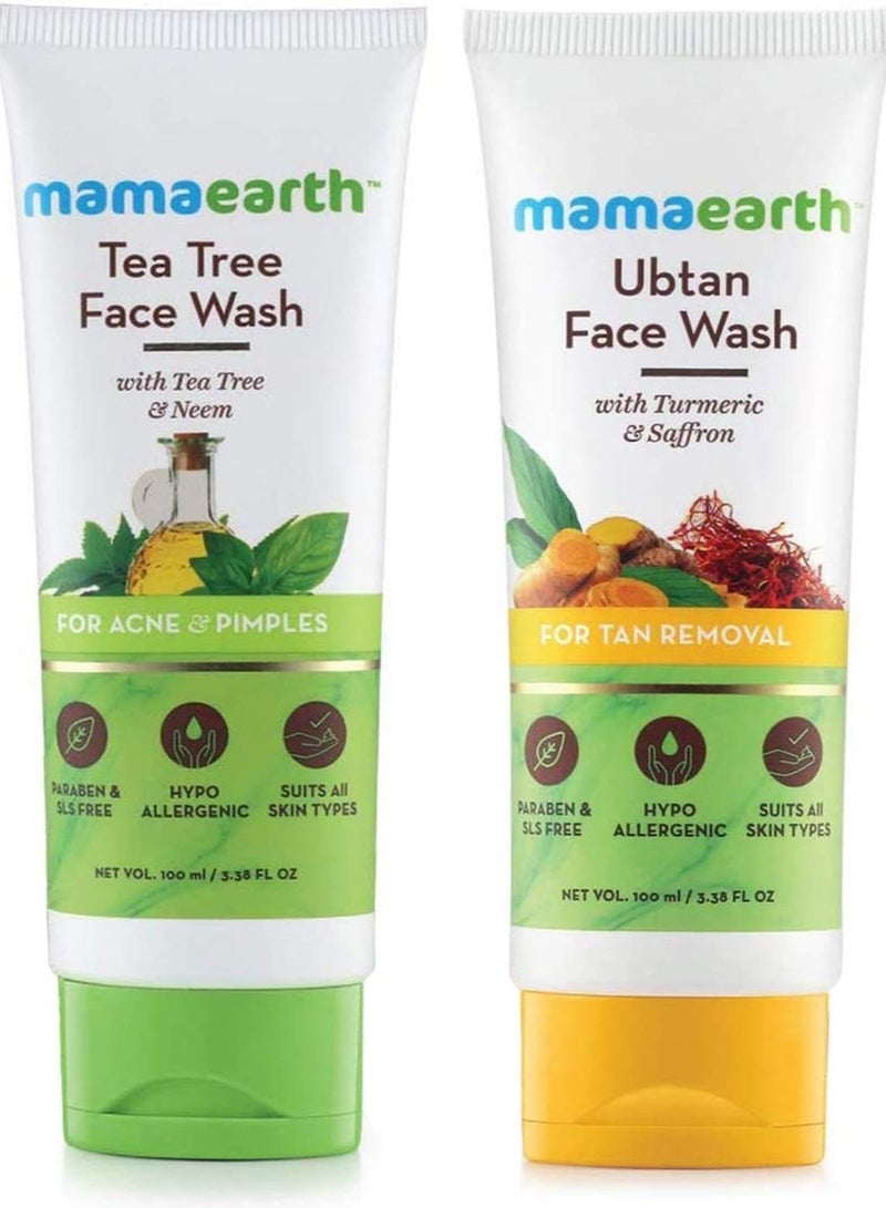 Mama earth ubtan face wash for mama 100 ml + Tea tree face wash for mama 100 ml