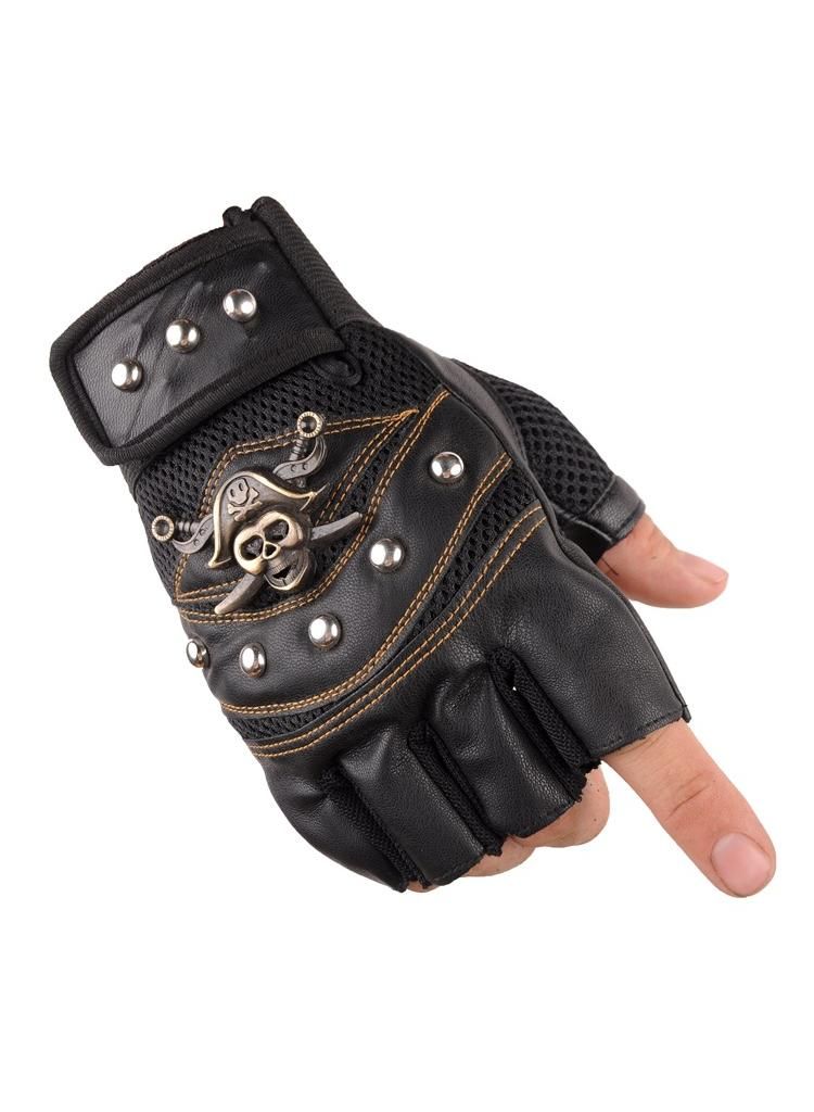 Breathable Non-slip Thin Outdoor Sports Gloves, Suitable For Cycling Fitness Tactical Gloves Pirate Black onesize