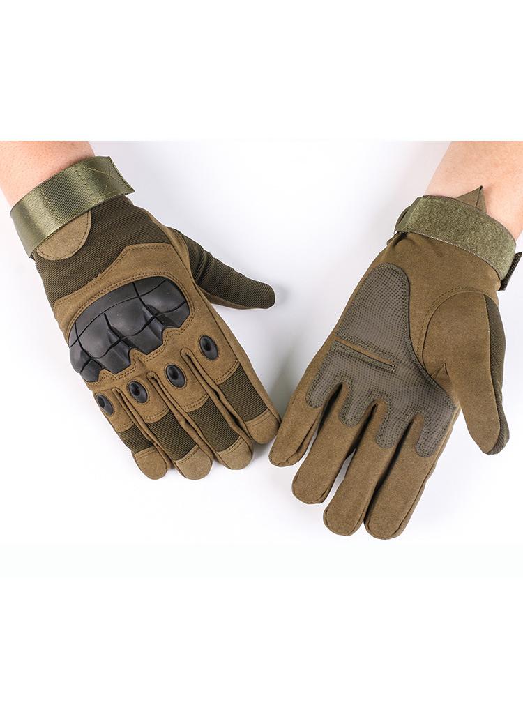 CS Half-finger Gloves For Tactical Training, Full-finger Leather Gloves For Outdoor Sports Riding Soft shell super thin long fingers green M