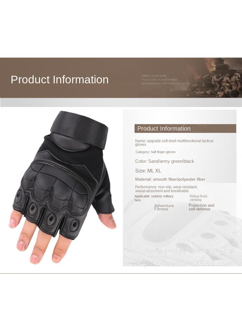 CS Half-finger Gloves For Tactical Training, Full-finger Leather Gloves For Outdoor Sports Riding Soft shell super slim long touch screen black XL