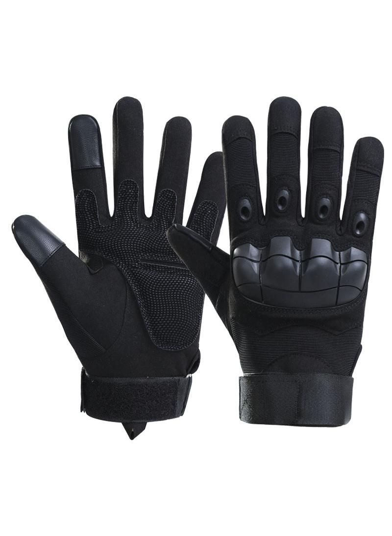 CS Half-finger Gloves For Tactical Training, Full-finger Leather Gloves For Outdoor Sports Riding Soft shell super slim long touch screen black XL