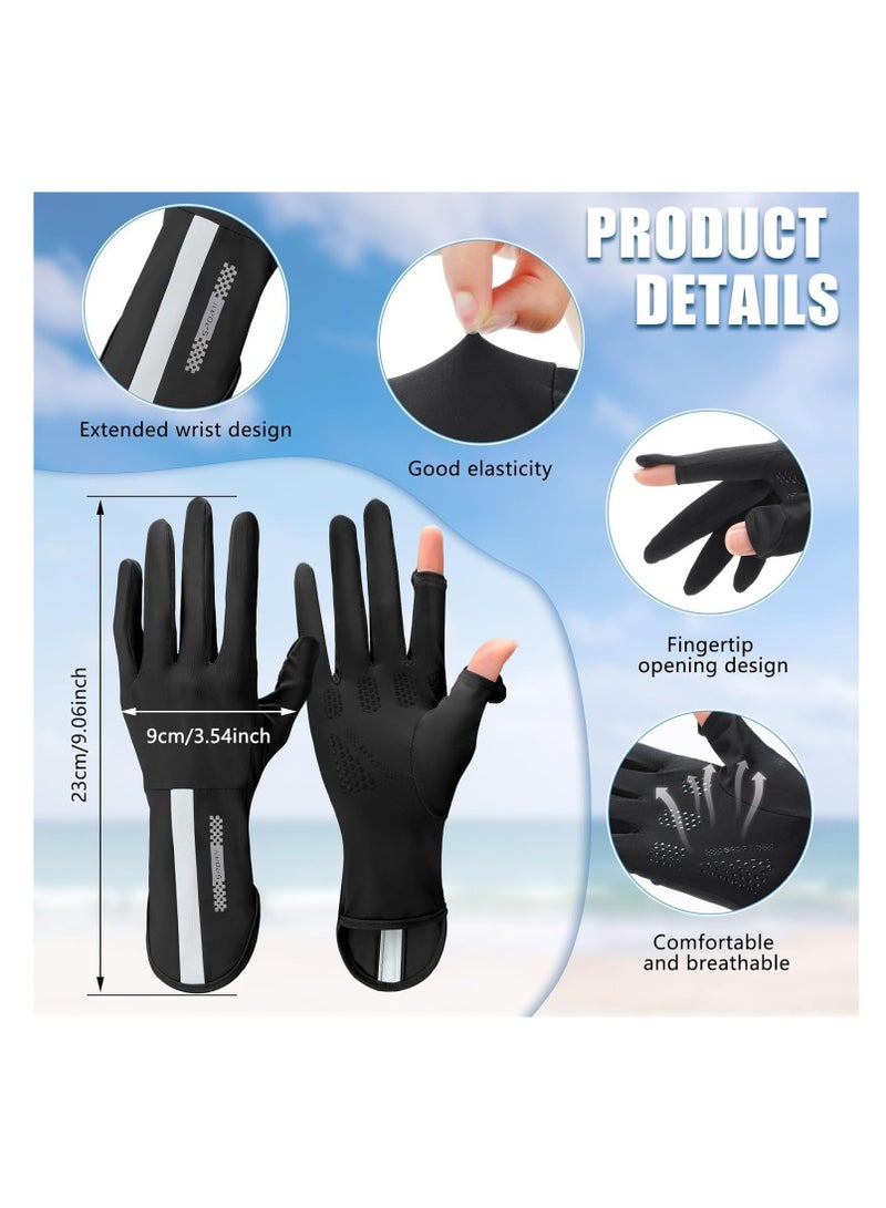 2 Pairs Women's UPF 50+ UV Long Sun Protection Gloves for Outdoor Sports and Cycling