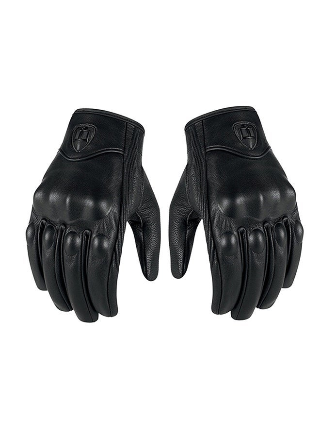 Pair Of Genuine Leather Touch Screen Motorcycle Glove