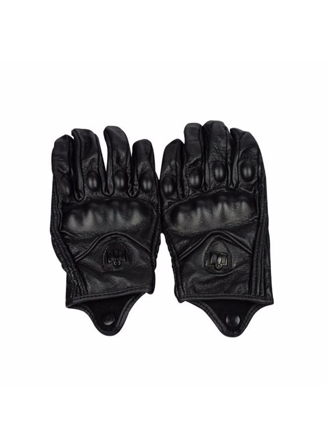 Pair Of Genuine Leather Touch Screen Motorcycle Glove