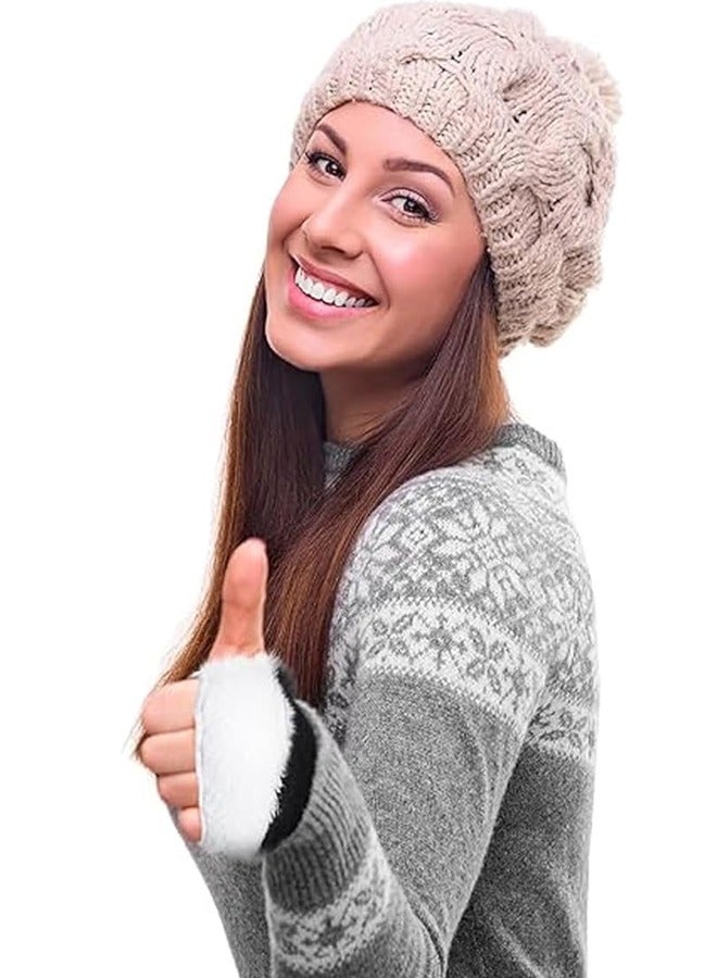 Fingerless Hand Warmer Skeleton Gloves, 2 Pairs Women Winter Warm Knit Fingerless Gloves Hand Crochet Thumbhole Arm Warmers Mittens, Hand Warmers for Women, about 18 cm/ 7.09 inches