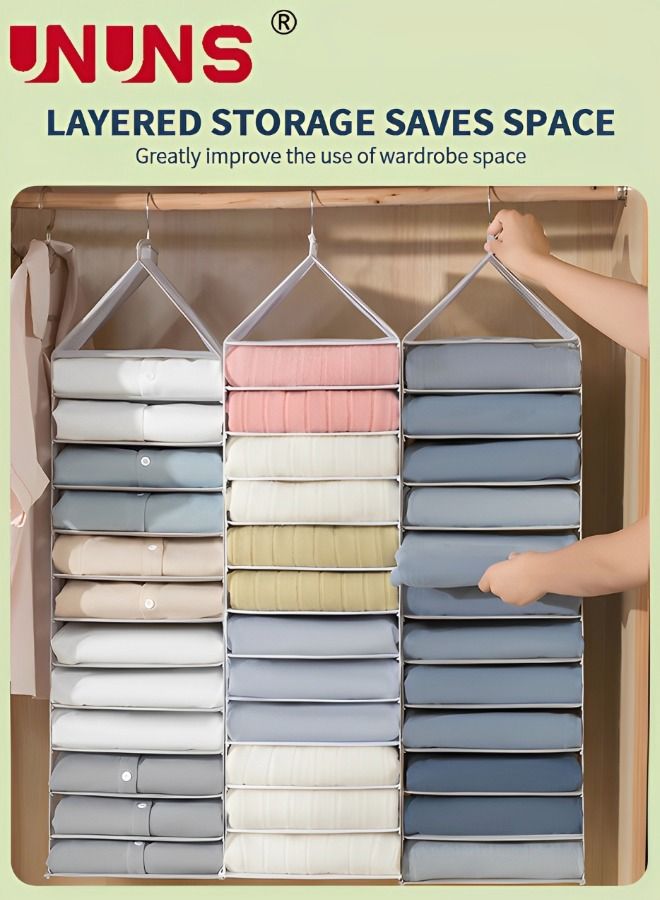 Hanging Closet Organizers And Storage,12-Shelf Closet Hanging Storage Shelves,Clothes Organizer,Trouser Hanger Pants,Grey