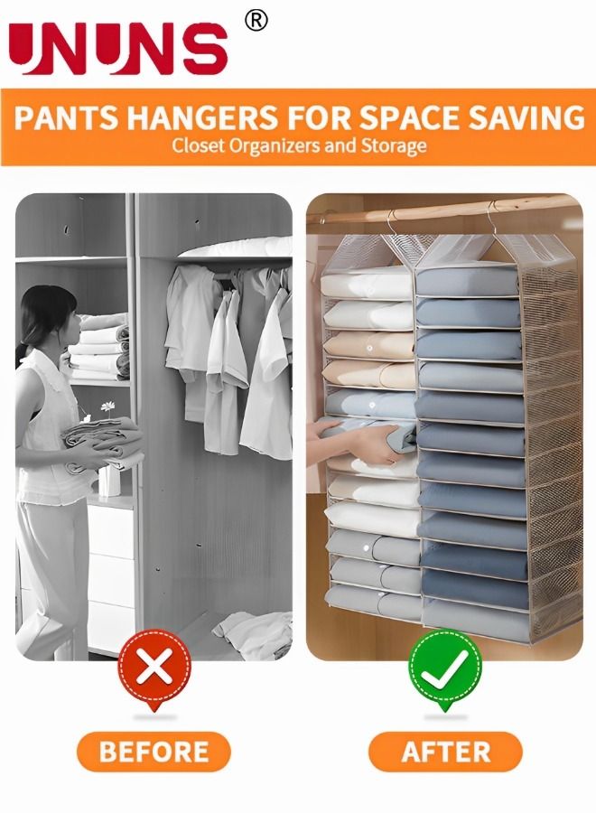 Hanging Closet Organizers And Storage,12-Shelf Closet Hanging Storage Shelves,Clothes Organizer,Trouser Hanger Pants,Grey