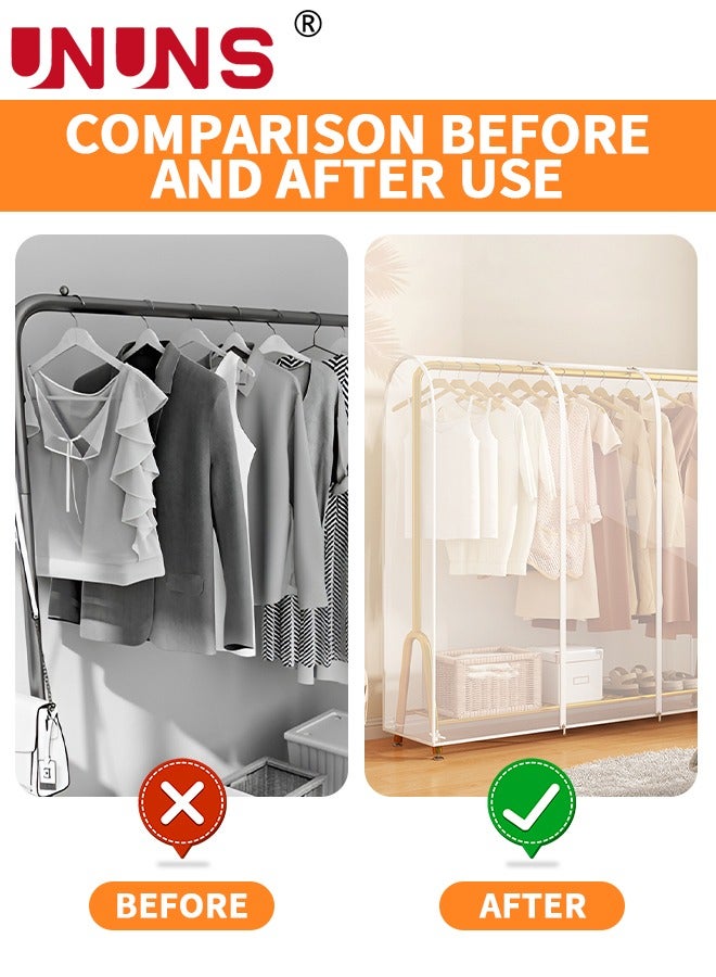Hanging Garment Bags,Extra Large Clear Garment Rack Cover,Dustproof Waterproof Storage Bag For Wardrobe With Full Zipper,120x50x150cm