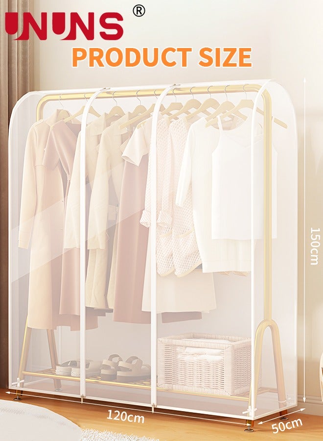 Hanging Garment Bags,Extra Large Clear Garment Rack Cover,Dustproof Waterproof Storage Bag For Wardrobe With Full Zipper,120x50x150cm