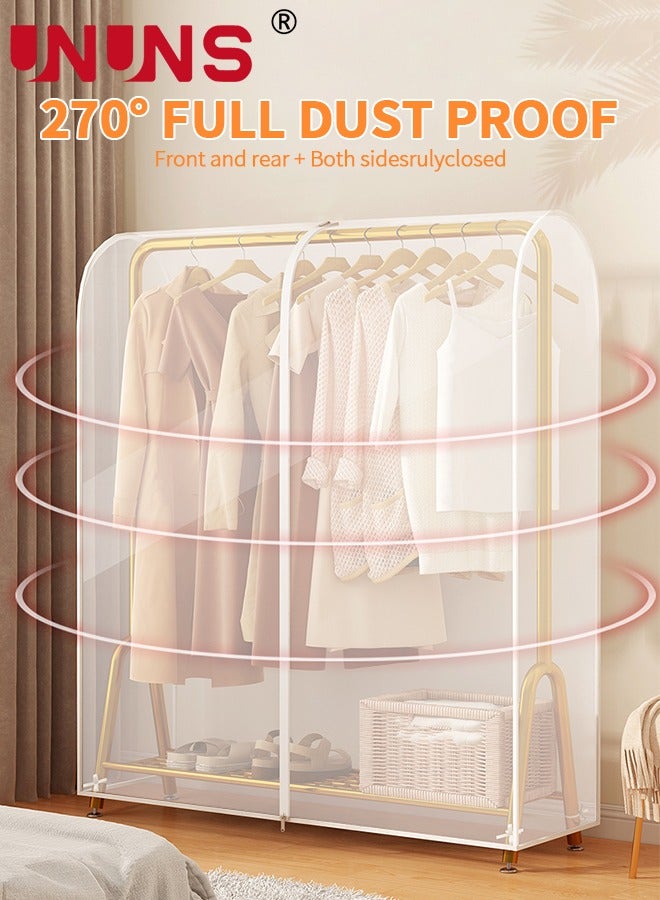 Hanging Garment Bags,Extra Large Clear Garment Rack Cover,Dustproof Waterproof Storage Bag For Wardrobe With Full Zipper,120x50x150cm
