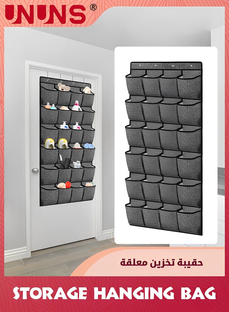 Over The Door Shoe Organizer,24 Pocket Strong Space Saving Shoe Organizer,Holds Up To 40 Pounds,Hanging Behind Large Breathable Mesh Pocket,Closet Caddy Holder