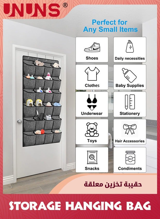 Over The Door Shoe Organizer,24 Pocket Strong Space Saving Shoe Organizer,Holds Up To 40 Pounds,Hanging Behind Large Breathable Mesh Pocket,Closet Caddy Holder