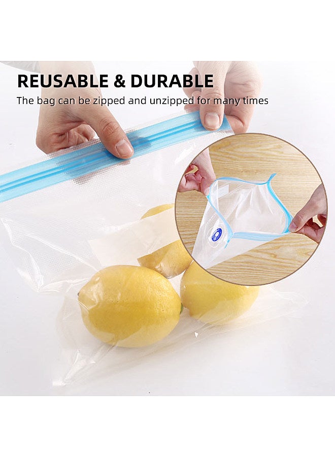 30PCS Vacuum Food Storage Bag Reusable Vacuum Sealer Bags 3 Sizes with 1 Hand Pump 4 Cooking Clips 4 Sealing Clips Sous Vide Bags for Vegetable Fuit Meat