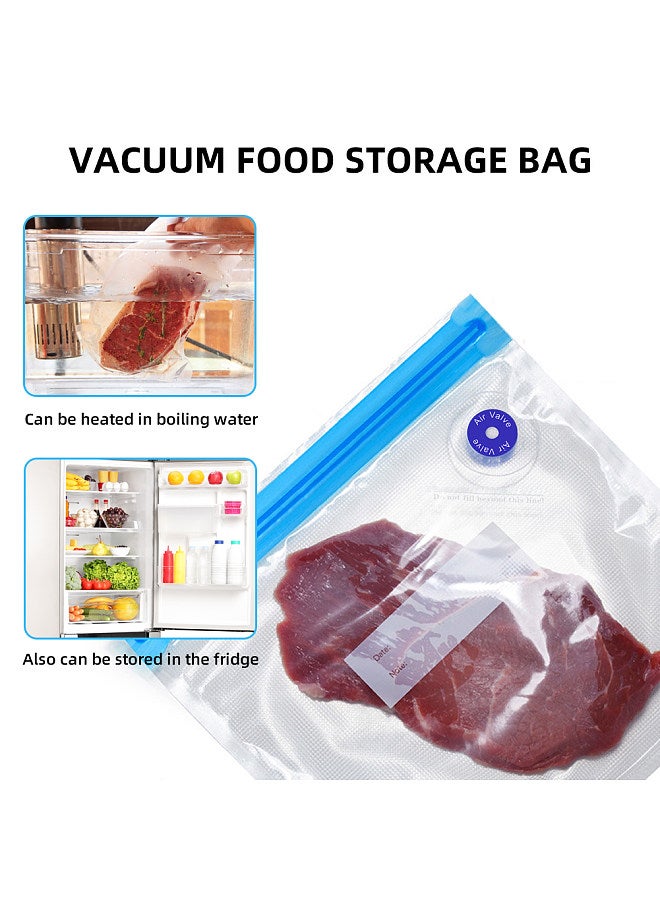 30PCS Vacuum Food Storage Bag Reusable Vacuum Sealer Bags 3 Sizes with 1 Hand Pump 4 Cooking Clips 4 Sealing Clips Sous Vide Bags for Vegetable Fuit Meat