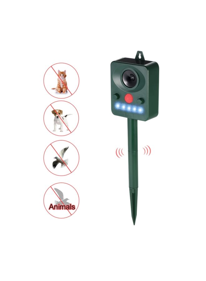 Solar Powered Ultrasonic Pest Animals Repeller With Flashing LED Green