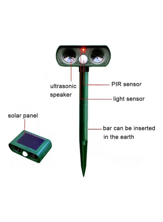 Solar Waterproof Ultrasonic Animal Repeller Pest Green