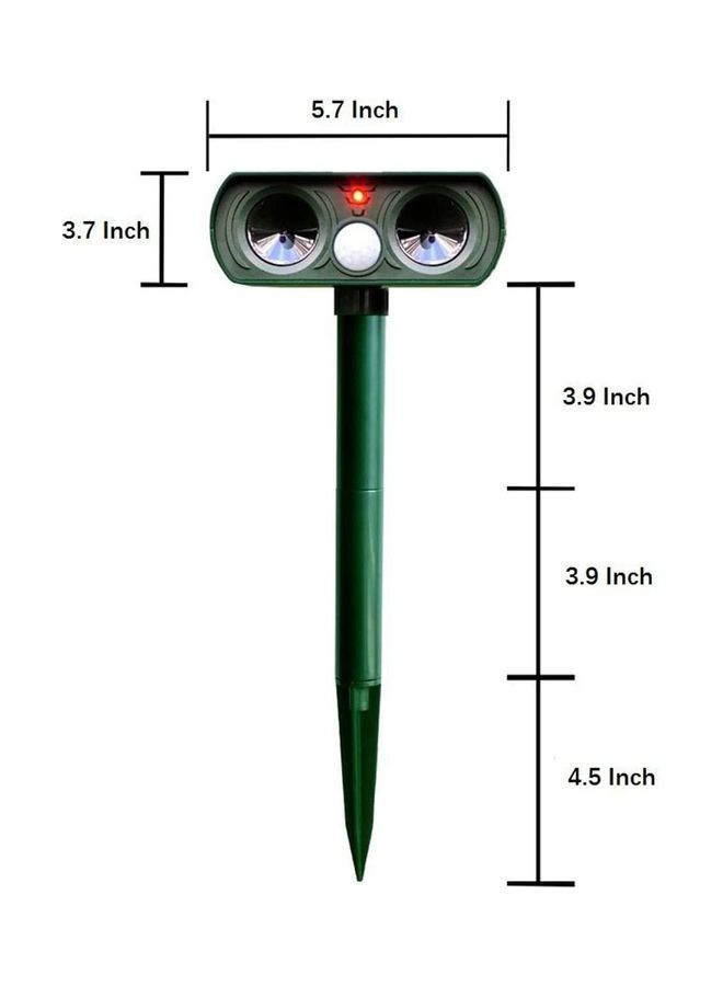 Solar Waterproof Ultrasonic Animal Repeller Pest Green