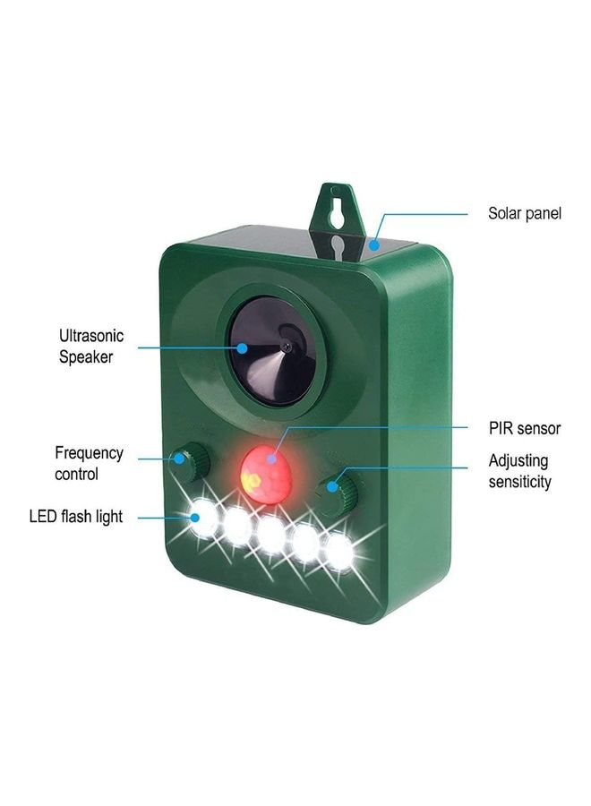 Solar Waterproof Ultrasonic Animal Repeller Pest Green