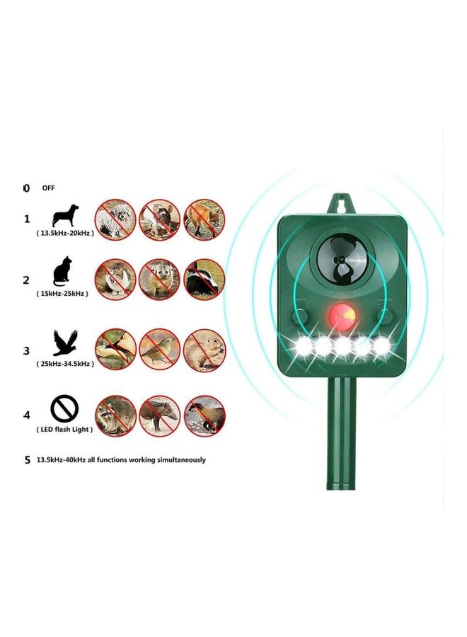 Solar Waterproof Ultrasonic Animal Repeller Pest Green