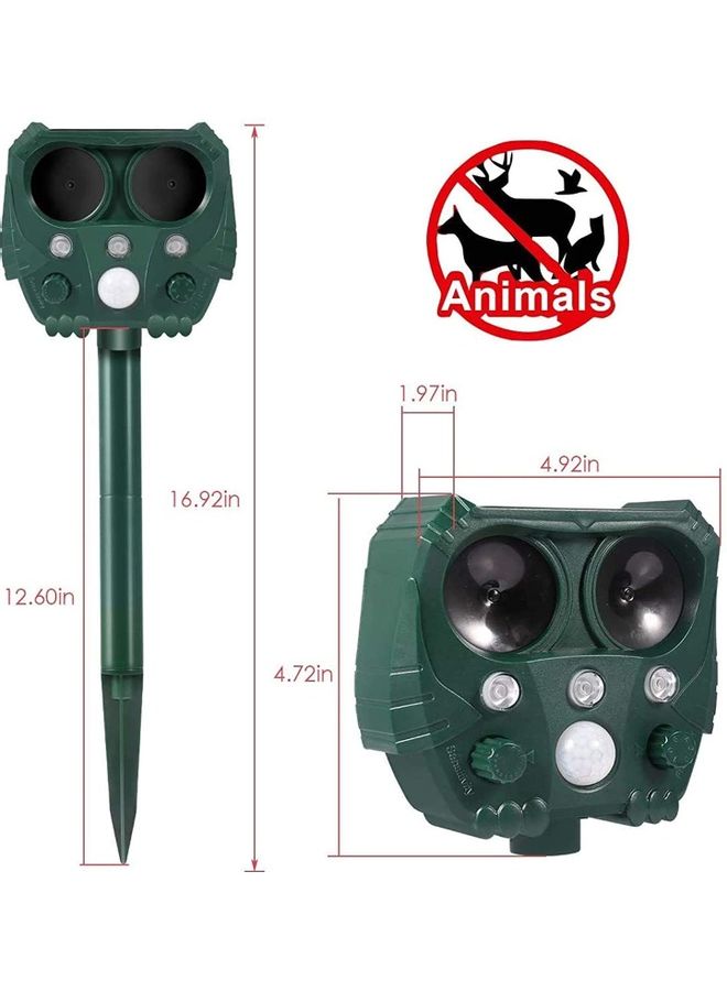 Solar Waterproof Ultrasonic Animal Repeller Pest Green