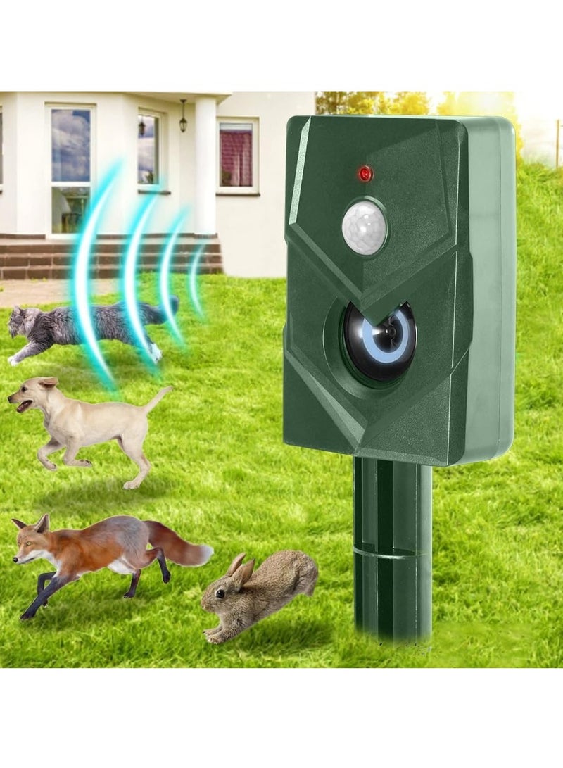 Ultrasonic Cat Repellent for Garden - Battery Operated Animal Deterrent with Adjustable Sensitivity - Waterproof and Motion Activated Sensor for Repelling Cats, Foxes, Dogs, Birds