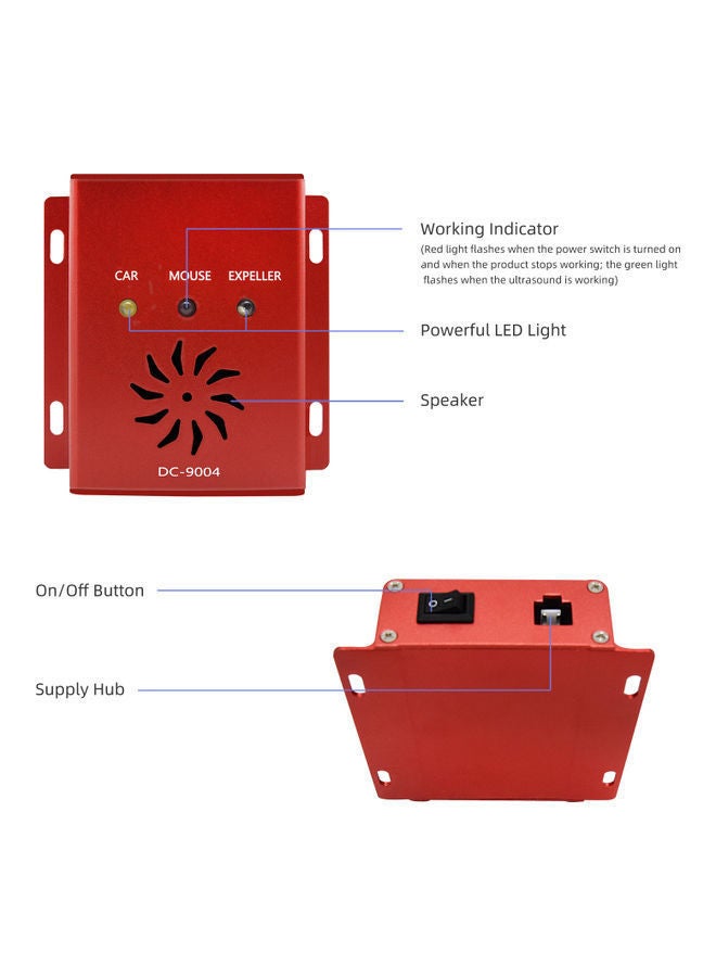 Ultrasonic Car Mice Repeller Red