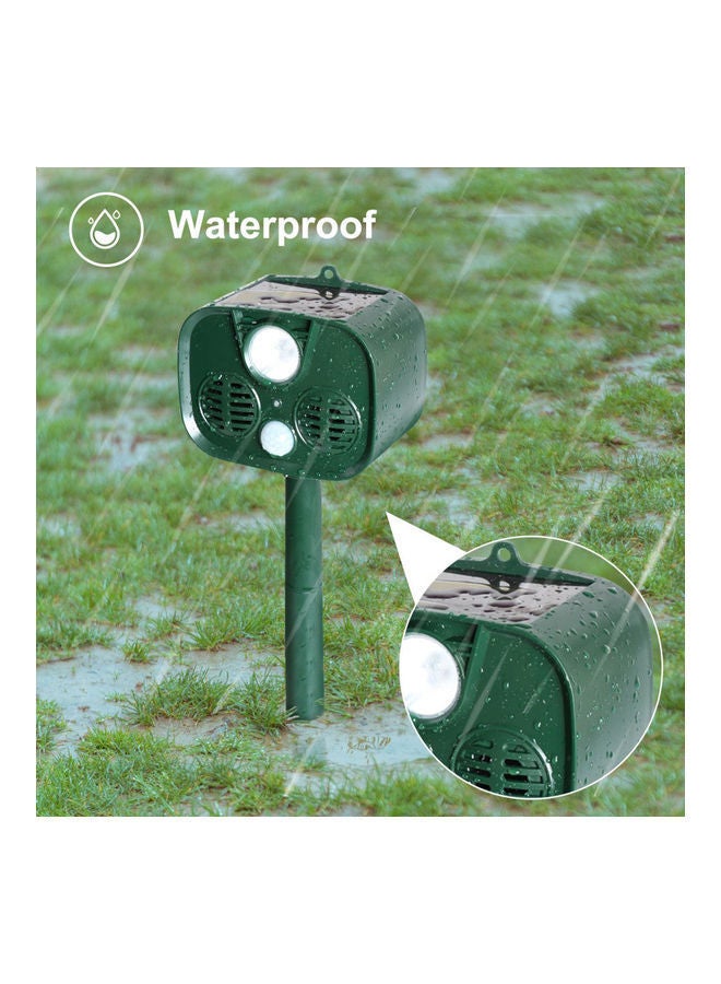 Solar Powered Ultrasonic Alarm Animal Repeller Dark Green