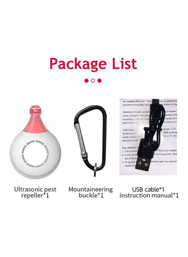 Portable Ultrasonic Pest Repellent for Pets White/Pink