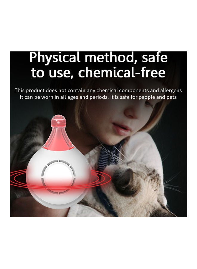 Portable Ultrasonic Pest Repellent for Pets White/Pink