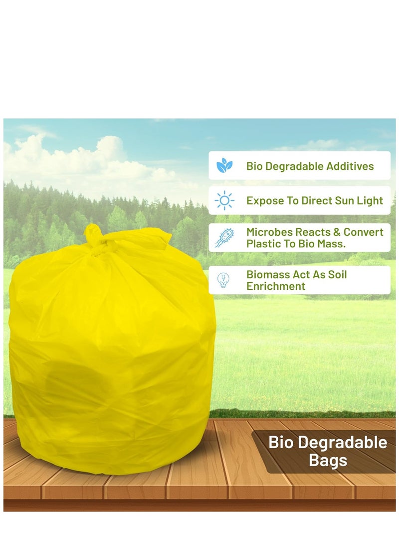 Garbage Bag Yellow 80x110cm 25 Micron 100 Bags Heavy Duty Oxo Biodegradable Plastic Bag Large Trash Bags Dustbin Bags Waste Bag Office Bag Strong And Durable Bin Bag Garbage Bag Large