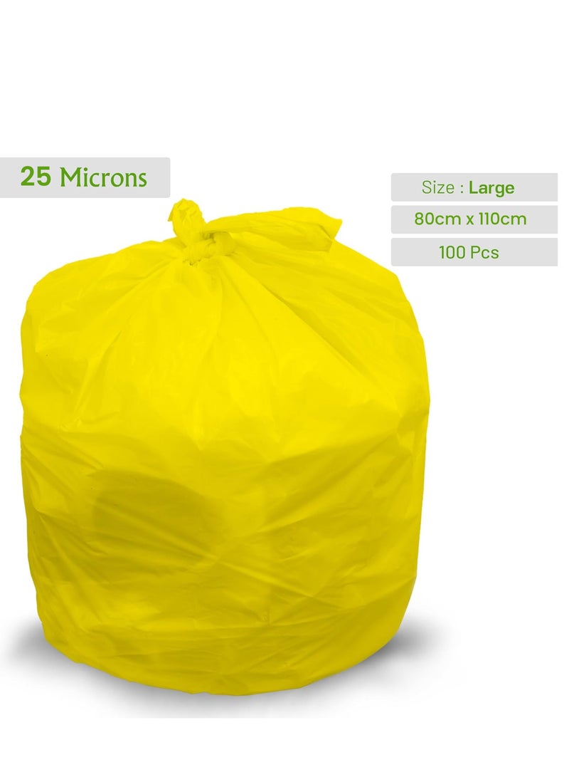 Garbage Bag Yellow 80x110cm 25 Micron 100 Bags Heavy Duty Oxo Biodegradable Plastic Bag Large Trash Bags Dustbin Bags Waste Bag Office Bag Strong And Durable Bin Bag Garbage Bag Large