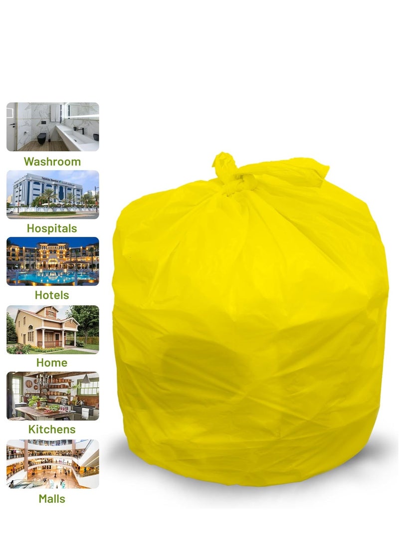 Garbage Bag Yellow 80x110cm 25 Micron 100 Bags Heavy Duty Oxo Biodegradable Plastic Bag Large Trash Bags Dustbin Bags Waste Bag Office Bag Strong And Durable Bin Bag Garbage Bag Large