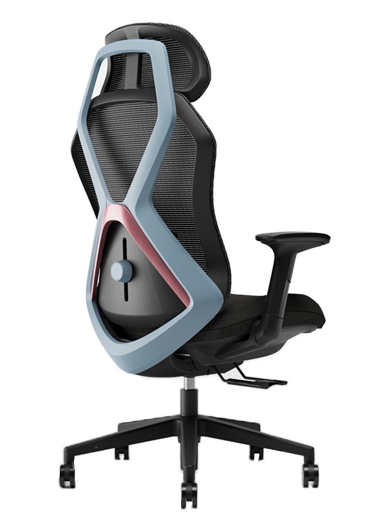 AFTERWORK Infinity Gaming Chair – 2D Headrest, 2D Armrests, Sliding Molded Seat, Lumbar Height Adjustment, 5-Position Tilt Lock – Black & Blue Gaming Chair