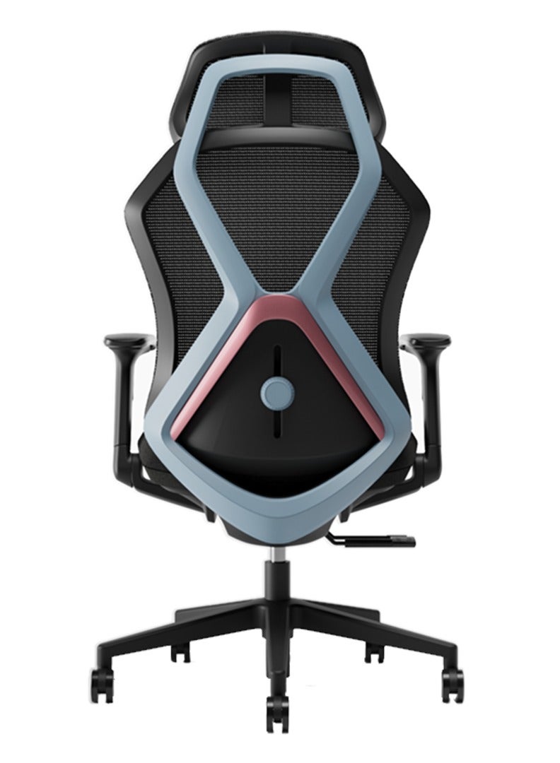 AFTERWORK Infinity Gaming Chair – 2D Headrest, 2D Armrests, Sliding Molded Seat, Lumbar Height Adjustment, 5-Position Tilt Lock – Black & Blue Gaming Chair