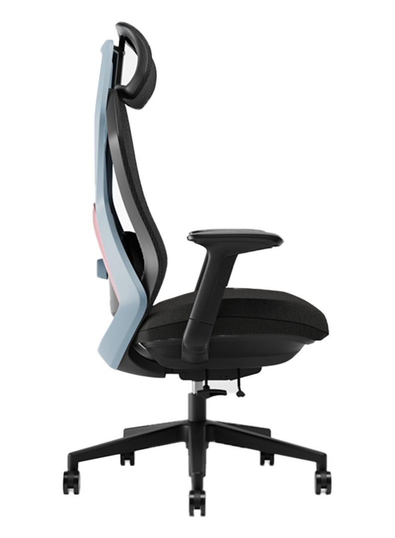 AFTERWORK Infinity Gaming Chair – 2D Headrest, 2D Armrests, Sliding Molded Seat, Lumbar Height Adjustment, 5-Position Tilt Lock – Black & Blue Gaming Chair