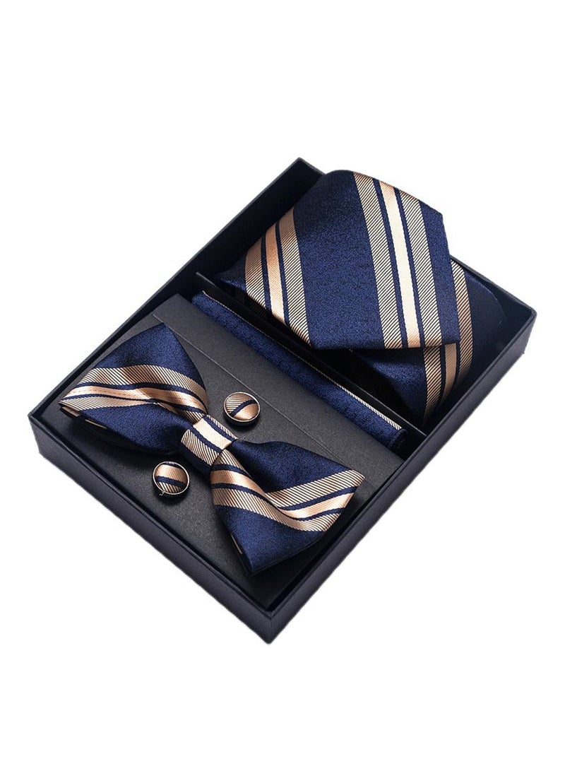 5 pcs high-end tie for men business professional formal tie bow tie cufflinks square scarf fashion accessories gift box