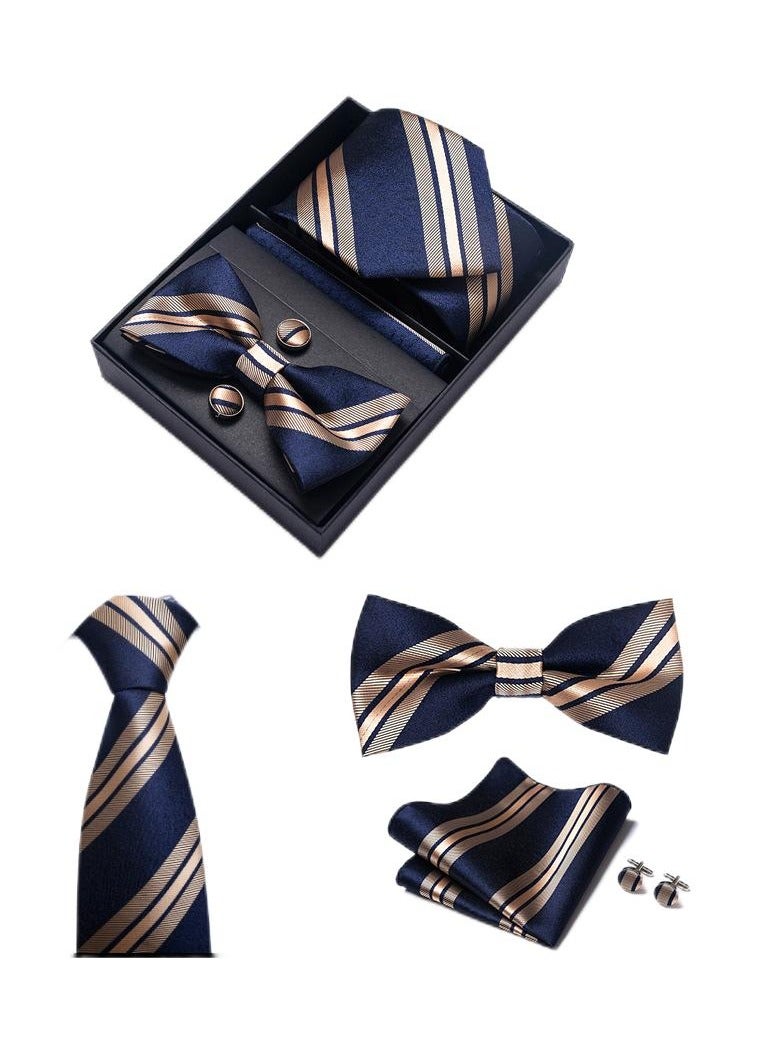 5 pcs high-end tie for men business professional formal tie bow tie cufflinks square scarf fashion accessories gift box