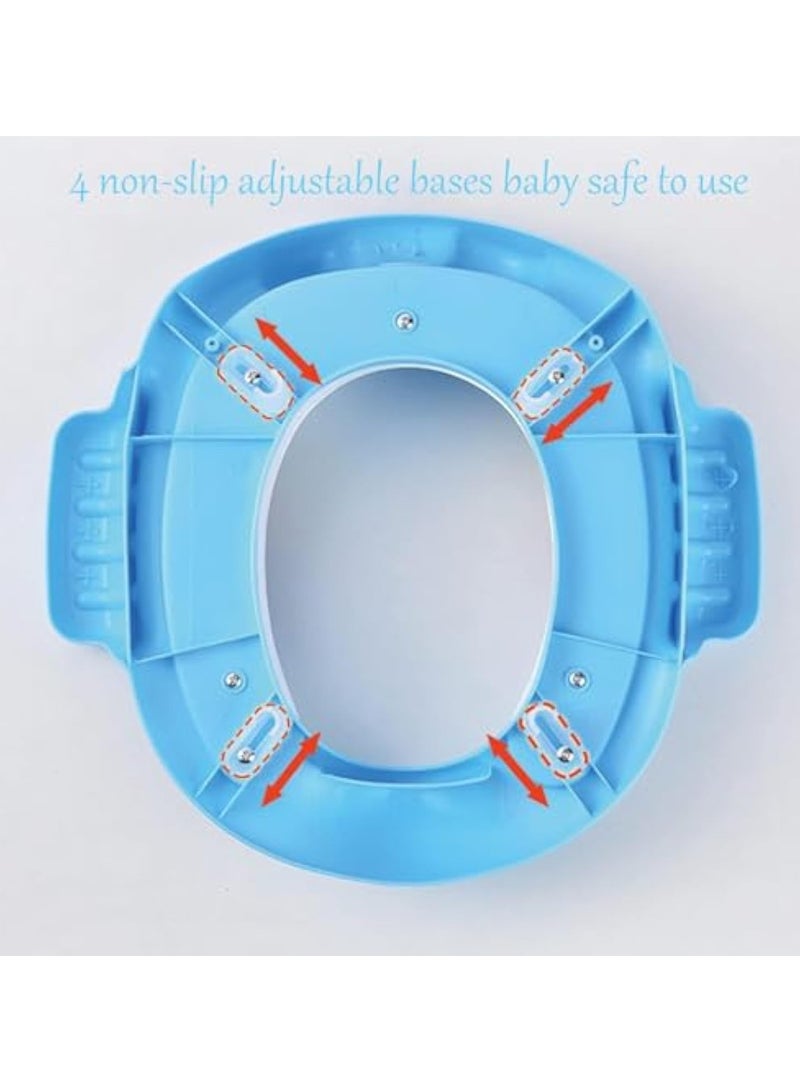Potty Training Seat Kids and children, Non-Slip Splash Resistant Comfortable Potty Training Seat Trainer with Handles and Backrest Portable Toddler Toilet Potty Training Seat Pads(Blue)
