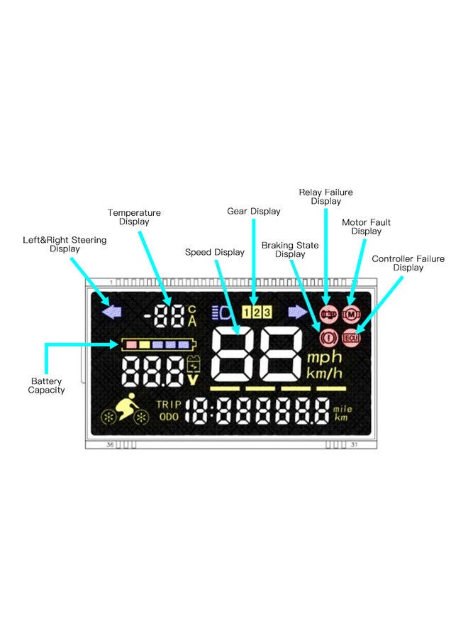 Replacement Display Screen For Electric Scooter