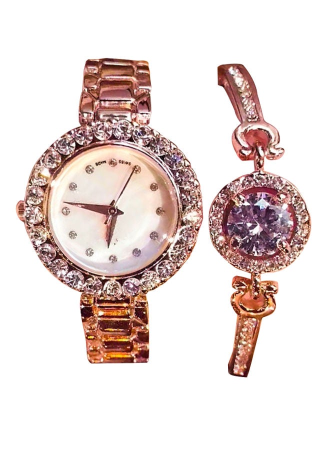 Women's Rhinestone Quartz Analog Wrist Watch With Bracelet NSSB037006343