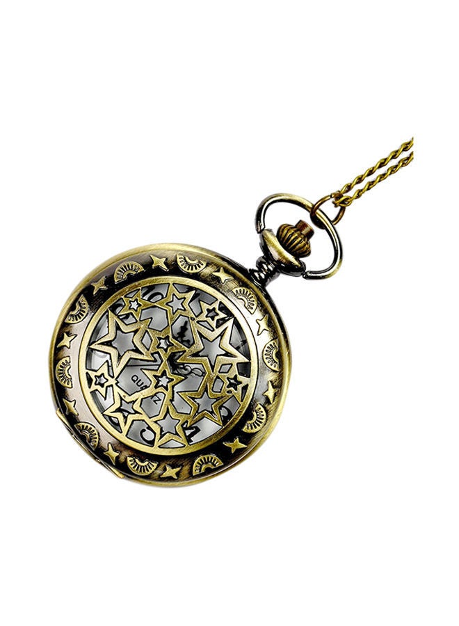 Retro Creative Pentagonal Hollow Alloy Analog Pocket Watch 8064