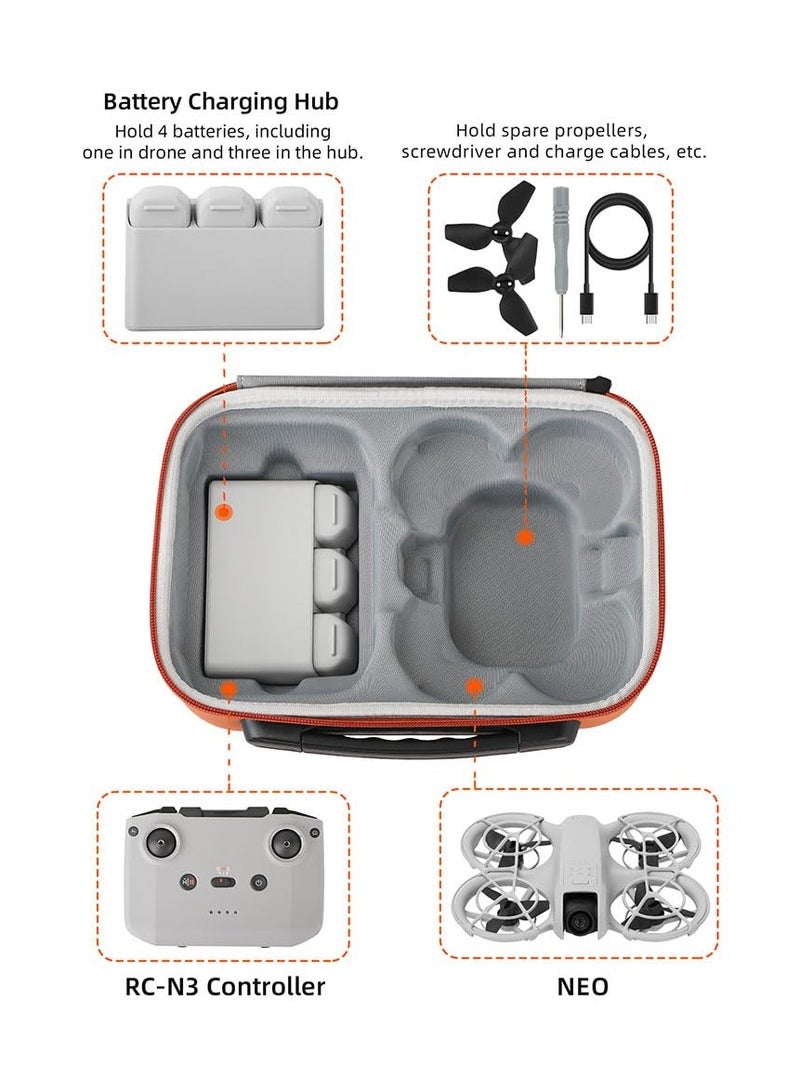 Carrying Case For DJI NEO Porable Travel Storage Bag for DJI NEO Drone Aceessories (for DJI NEO Fly More Combo -Orange)