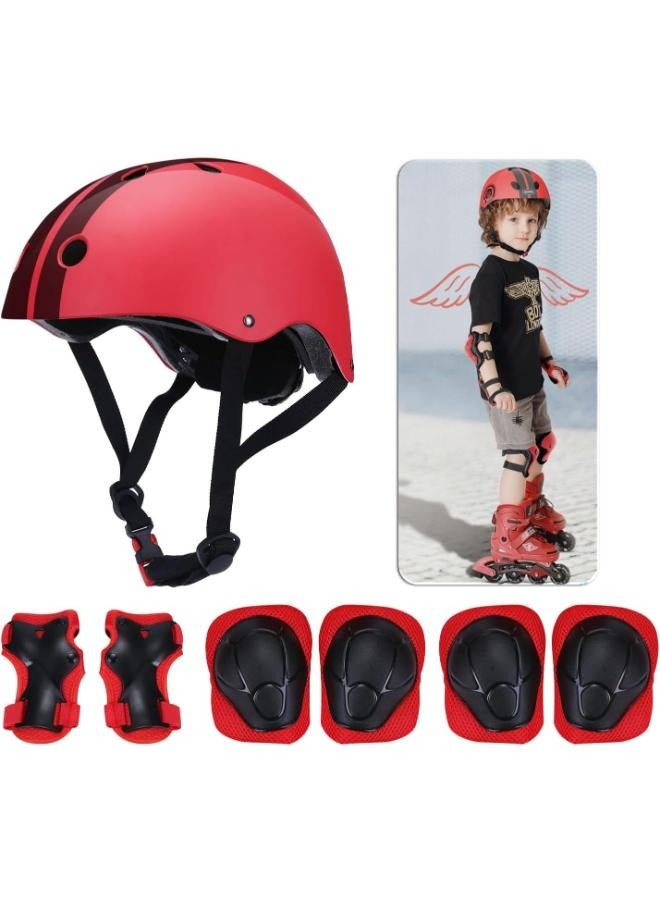 Kids Helmet 7-in-1 Set, Adjustable for 3-8 Years Old, with Knee, Elbow, and Wrist Guards for Toddler Safety. Suitable for Cycling, Skateboarding, Roller Skating, Scooter, and Bicycle