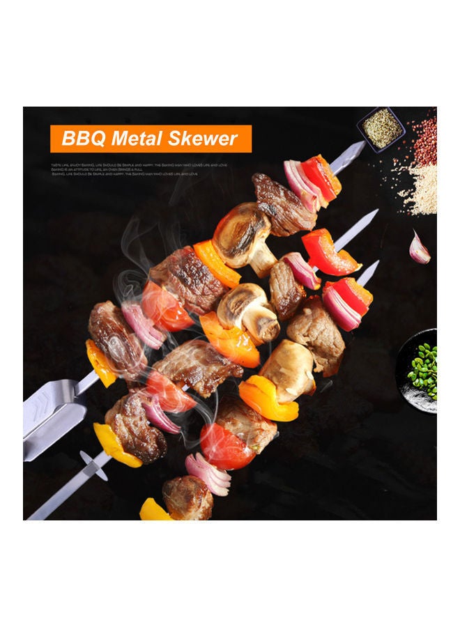 Barbecue Skewer Grilling Kabob Reusable Metal Silver 45*2.5*8cm