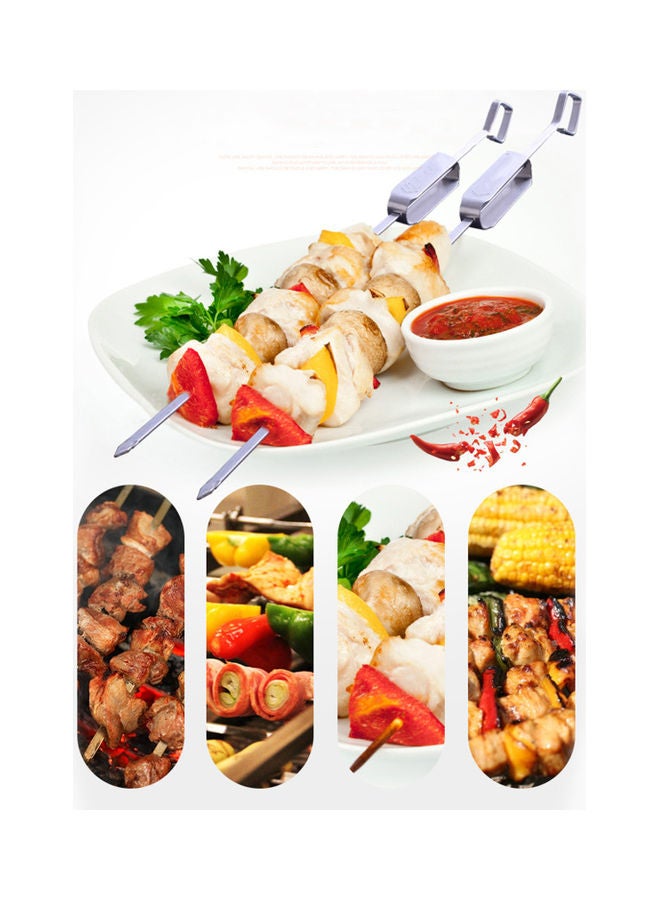 Barbecue Skewer Grilling Kabob Reusable Metal Silver 45*2.5*8cm
