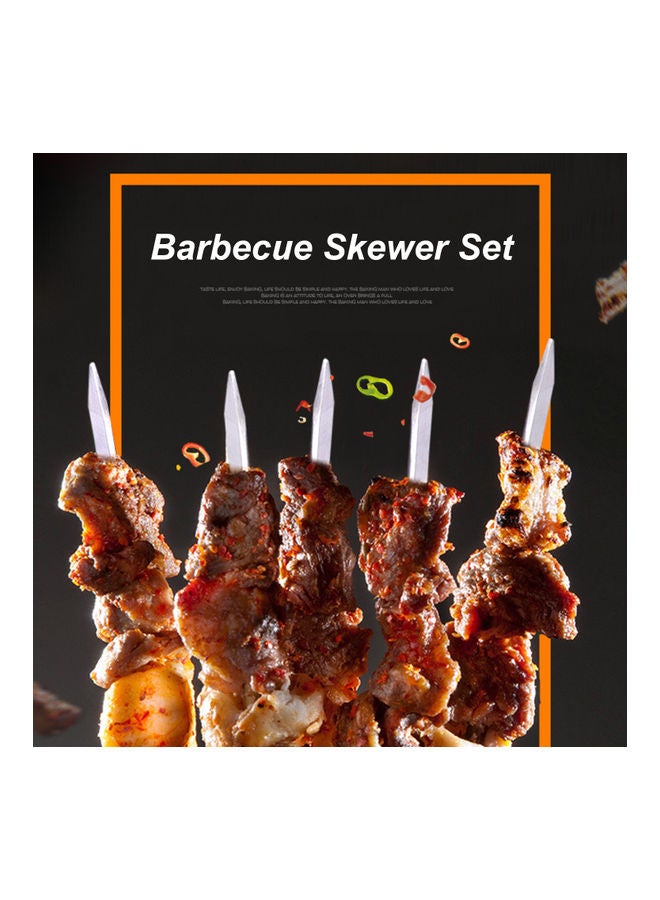 Barbecue Skewer Grilling Kabob Reusable Metal Silver 45*2.5*8cm